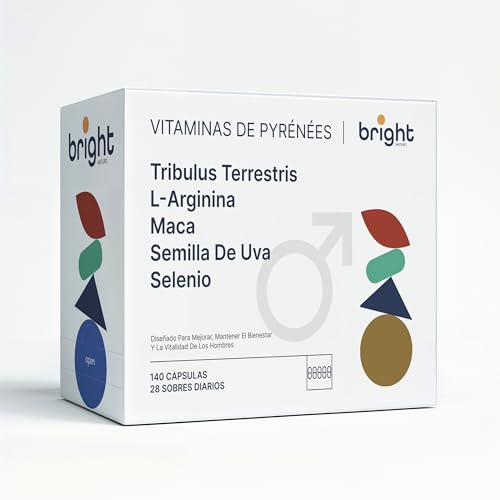 Rendimento fisico en los hombres | TRÍBULUS MACA SEMILLA-DE-UVA L-ARGENINA | 100% natural | Set unico de vitaminas de Bright Naturo
