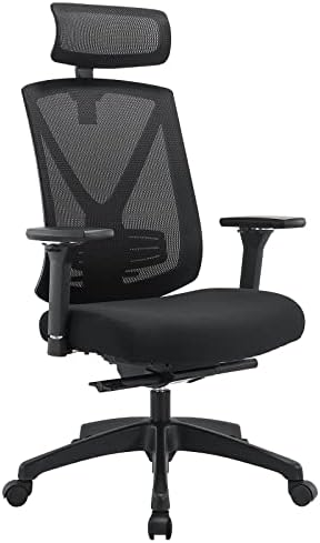 BASETBL Ergonomic Office Chair with Weight-sensitive Mechanism, High-Back Desk Chair for Home Office, Swivel Computer chair with Back Support and 4D Armrests, Comfortable Mesh Executive Chair (Black)