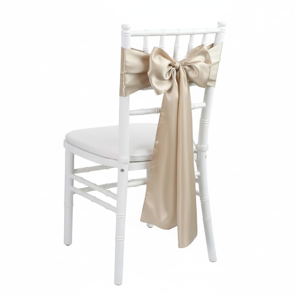 Echarpes de Chaise en Satin Rubans Nœud Conçu (Champagne foncé, 50)