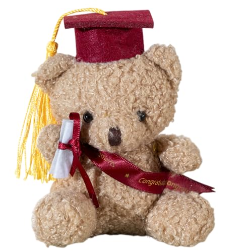 Oso de peluche de graduación - 13 cm | Oso de peluche con sombrero de graduación | Muñeca de regalo para la escuela secundaria y la universidad, regalos personalizados para ella y para él, ositos para