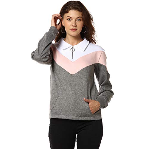 Women Grey Zipper Sweatshirt