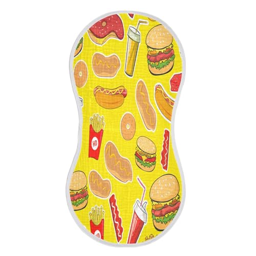 Kigai Fast Food Baby Burp Cloths Extra Soft and Absorbent Burping Rags Cotton Burping Clothes Baby Washcloths for Newborn Boys Girls - 1 Pack