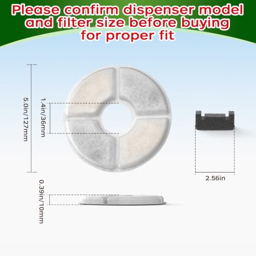Image of Cat Water Fountain Filter Replacement, 8 Round Carbon Filters and 4 Upgraded Pre-Filter Sponges for Wonder Creature 81oz /2.4L Round Stainless Steel Top Cat Fountain