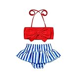 Toddler Baby Girl Swimwear Bowknot Stripe Swimsuit Bathing Suit 2Pcs Bikini Set Outfits Summer...
