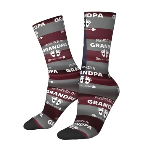 Promoted To Grandpa Est. 2016 Adult Polyester Crew Socks Breathable Moisture-Wicking Athletic Running Gym22