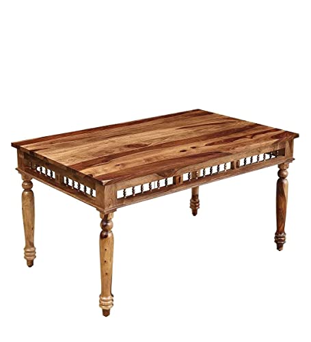 Image of SHRI MINTU'S ART Solid Sheesham Wood Dining Table 6 Seater | Six Seater Dinning Table with 6 Chairs for Home | Dining Room Sets for Kitchen & Restaurants | Chairs with Cushion | Rosewood, Teak Finish