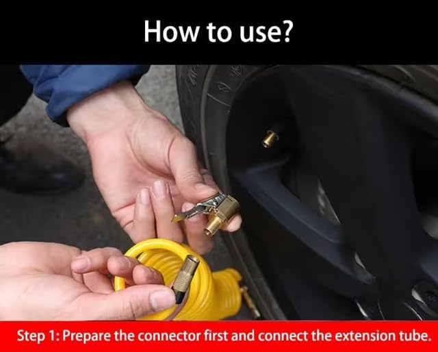 Image of 1pc Professional Brass Tire Valve Chuck with Quick-Release Clamp, Heavy-Duty Air Inflator Pump Connector for Car, Truck, Motorcycle Wheels Pump Valve Clip Clamp Connector Adapter