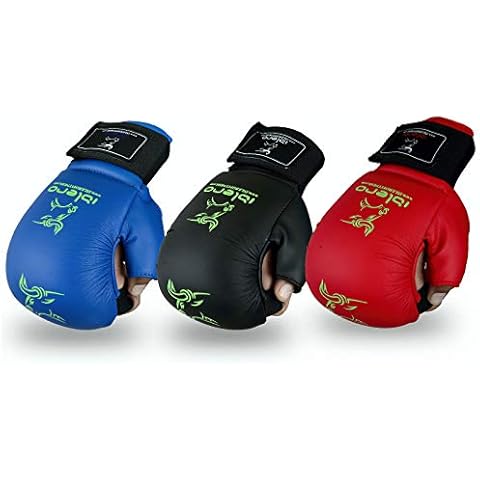 Islero PU Karate Sparring Mitt GEL Gloves MMA Judo Taekwondo Martial Arts Jiu-Jitsu (Black, Medium) Cover