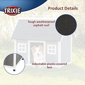 TRIXIE Natura Barn Style Dog House, Elevated Pet Shelter, Weatherproof Dog House, Medium TRIXIE Natura Barn Style Dog House, Elevated Pet Shelter, Weatherproof Dog House, Medium