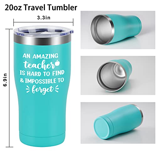 Qtencas Teacher Appreciation Gifts For Women, An Amazing Teacher Is Hard To Find Stainless Steel Insulated Travel Tumbler, Teacher Gifts Teacher's Day Gifts Christmas Gifts For Teacher (20 Oz, Mint) #TOP4