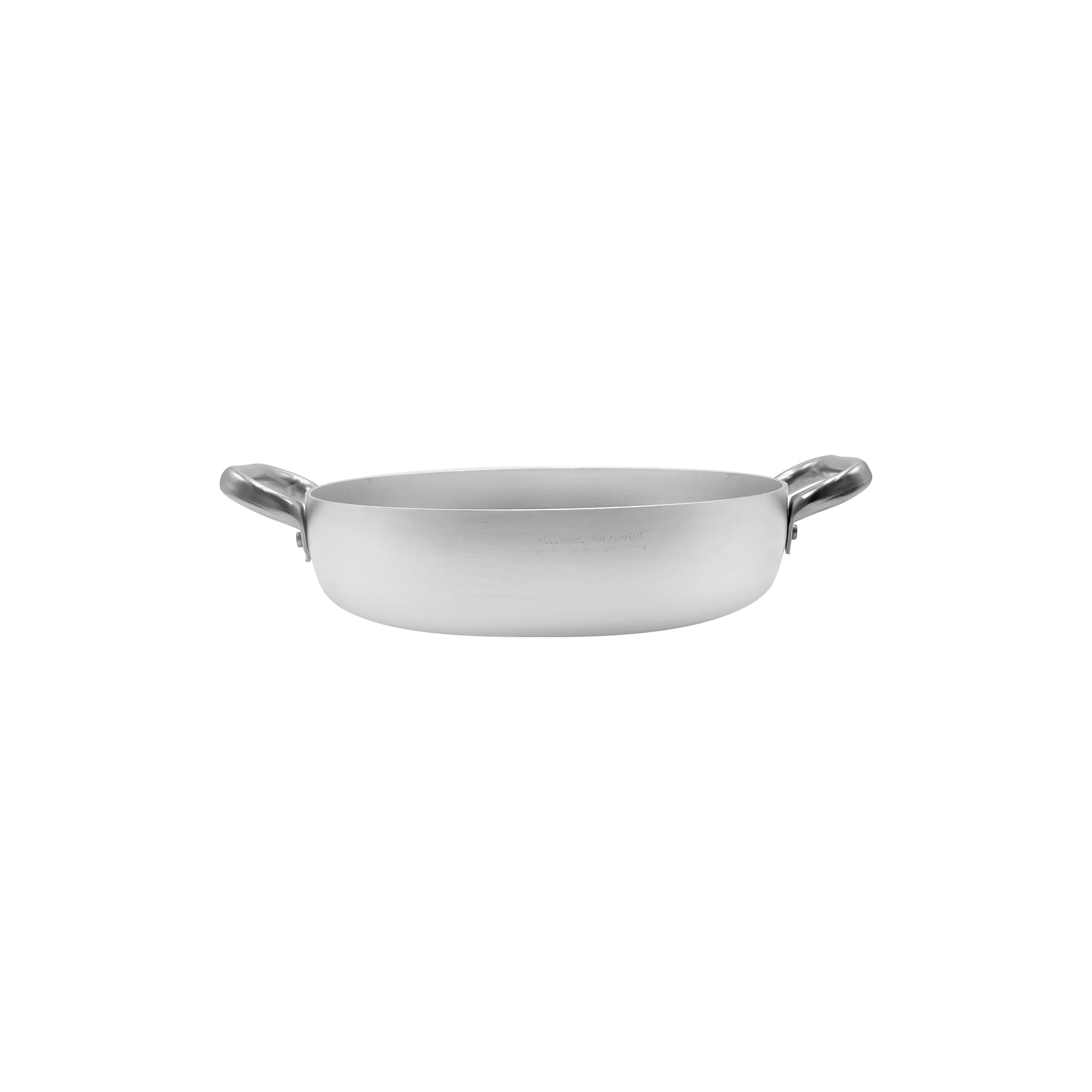 Pentole Agnelli Linea Alluminio 3 mm Professionale Tegame con Due Maniglie Inox, Argento, 20 cm