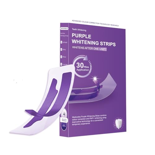 Purple Whitening Strips,28 Patch Teeth Whitening Strips,Instant Brightening Appearance,Purple Teeth