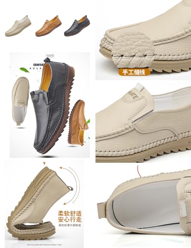 Men's Dress Loafers Slip-On Leather Casual Shoes,Comfortable Hand-Stitching Oxford Soft Sole Driving Walking Moccasins2
