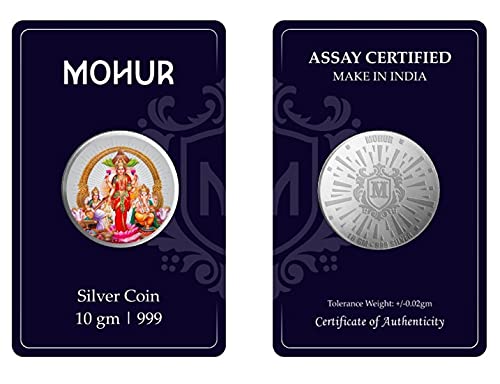 MOHUR Trimurti Laxmi Ganesh Saraswati 10 Gm Silver Coin Coloured (999) Pure Silver - Image 6