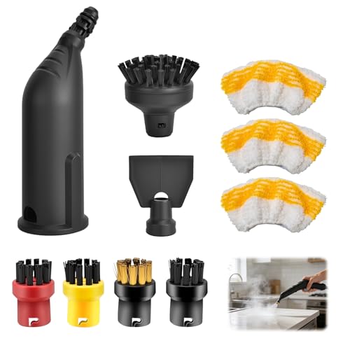 Turmegtt 10 PCS Steam Cleaner Accessories for Kärcher SC1 SC2 SC3 SC4 SC5 SC7 CTK10 CTK20, Steam Jacket Round Brushes, Nozzles Extension Tube, Towel Efficient Steam Cleaning Set for Steam Cleaning
