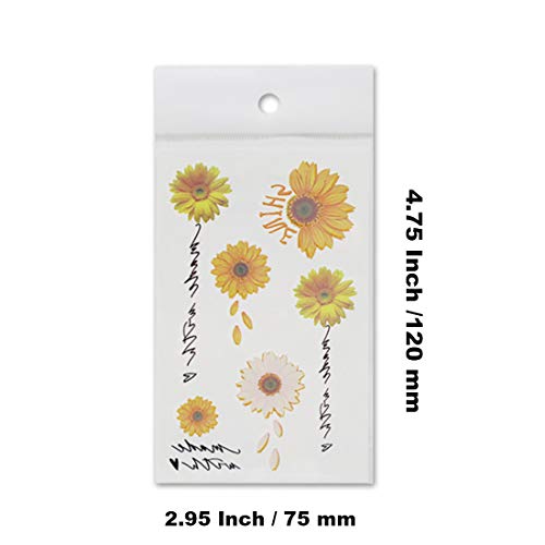 Ooopsiun 3D Daisy Temporary Tattoos for Women Girls Flowers Fake Tattoos Body Art Stickers for Hand Neck Wrist Arm, 12 Sheets