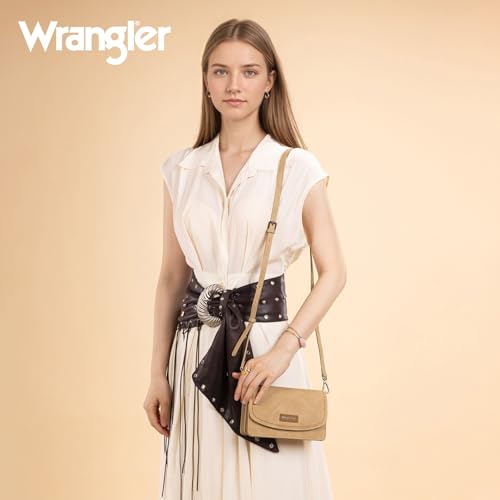 Image of Wrangler Small Crossbody Bag for Women, RFID Blocking Wallet Purse with Adjustable Strap, Multi-Compartment Shoulder Handbag