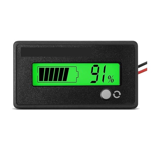 デジタル電圧・電流計 12V 24V 36V 48V 60V 72V ゴルフカートゲージ、アラーム、フロント設定、オン/オフ容量メーターインジケーター付き(Green)