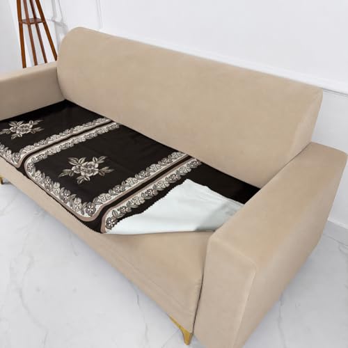 Image of Homerz Premium 'Luxe Series' Sofa Cover | Holland Velvet Fabric | Smooth Finish | Anti-Slip Fleece Backing Couch Protector (Royal, 3 Seater, Only Seat Cover)