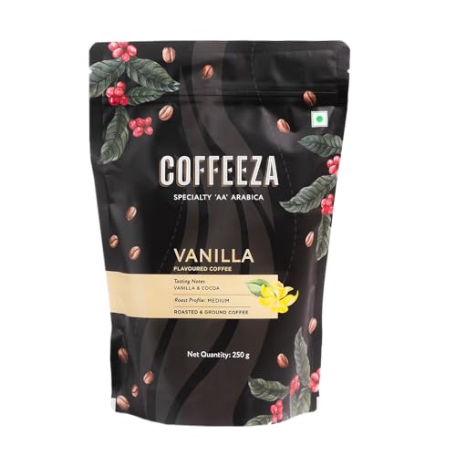 Image of COFFEEZA Ground Coffee - Fine Grind - Vanilla Flavored - Pack Of 2 (250G Each) - Medium Roast 100% Arabica Ground Coffee Powder Packet