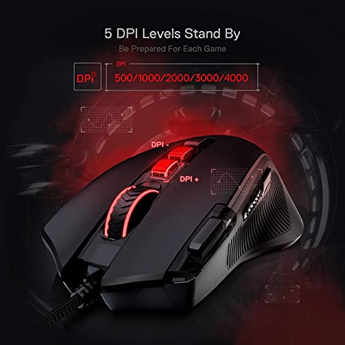 Image of Redragon M612 Predator RGB Gaming Mouse, 8000 DPI Wired Optical Mouse with 11 Programmable Buttons & 5 Backlit Modes, Software Supports DIY Keybinds Rapid Fire Button
