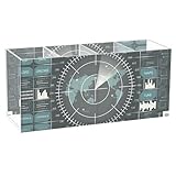 Kjovgcb Acrylic rectangle Pen Holder, Pen Organizer Desk Flatware Organizer Makeup Brush Cup for Office Home 7.87x3.54x2.48 in Print Digital Radar Screen With World Map Targets
