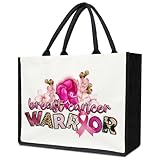 Breast Cancer Gift Canvas Tote Bag for Women, Survivor Care Inspirational Gifts for Women Patients Mom Wife Chemo Bag Ideas Beach Shopping Bags