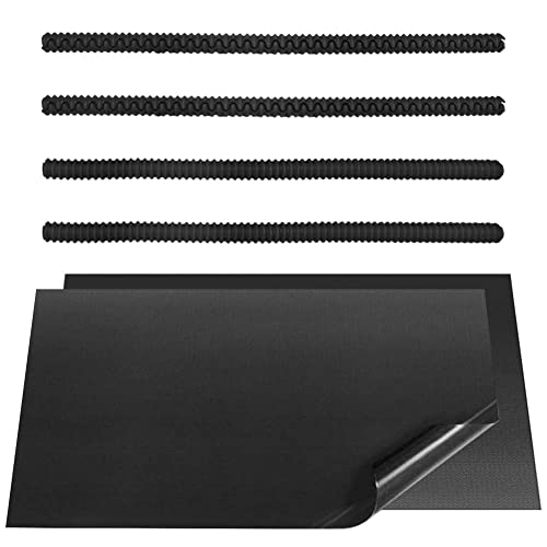 Hopbucan 4 Pcs Black Oven Shelf Silicone Rack Guard + 2 Pcs Non Stick Oven Liners Mat for Keeping Oven Clean and Protecting