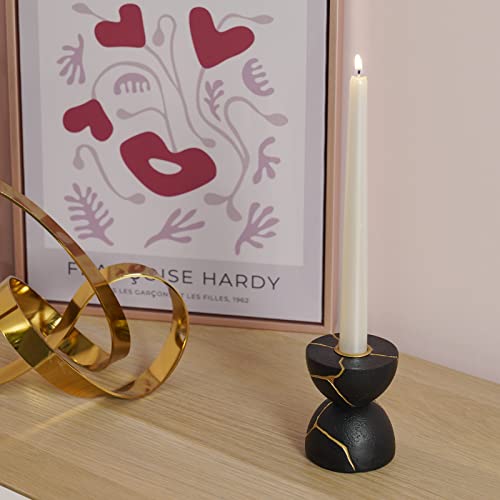 Candle Holders Modern Farmhouse Decor- Black Gold Candle Holders Resin Geometric Table Centerpieces For Dining Room Bathroom Kitchen Coffee Table Décor… (Black Gold-2) #TOP3