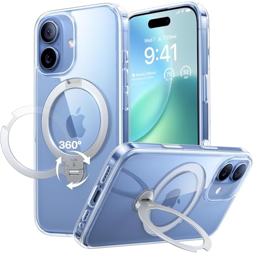 TORRAS Ostand Spin Coque iPhone 17, Support 360°, Transparent