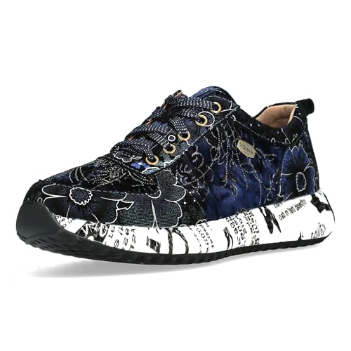 LAURA VITA Chaussures à Lacets Sneaker pour Femmes Burton 38, Pointure:38 EU, La Couleur:Bleu
