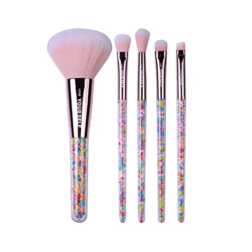 MINISO Makeup Brushes Set Rainbow Series with Powder Brush, Highlighting/Shading Brush, Eye Shadow Brush, Concealer Brush and Brow Brush – 5PCS Multicolor