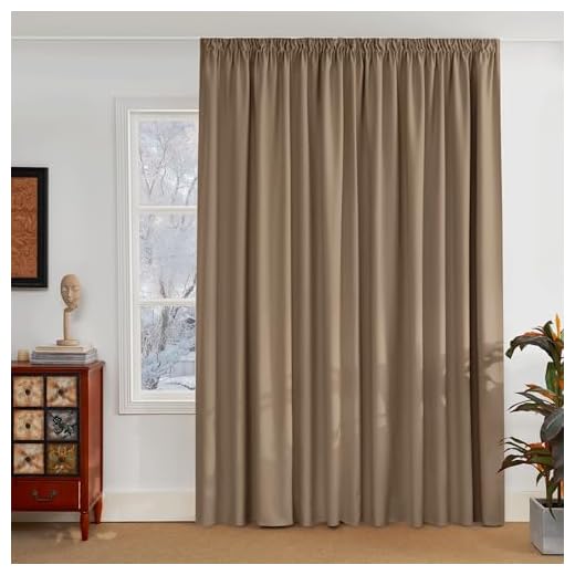 PONY DANCE Cortina Opaca Termica Aislante Frio y Calor Cortinas para Salon/Dormitorio Cortinas para Ventanas Grandes para Riel Cortinas 3 Metros, 1 Pieza, 300x245 CM, Moca