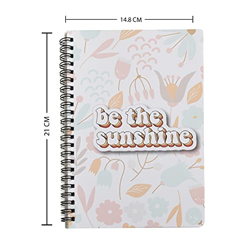 Image of Papboo A5 Handy, Sunshine, Easy to Carry Spiral Wiro Notebook : 100 GSM Natural Shade Paper, Dot Grid, 120 Pages, Journal, Diary, Gift
