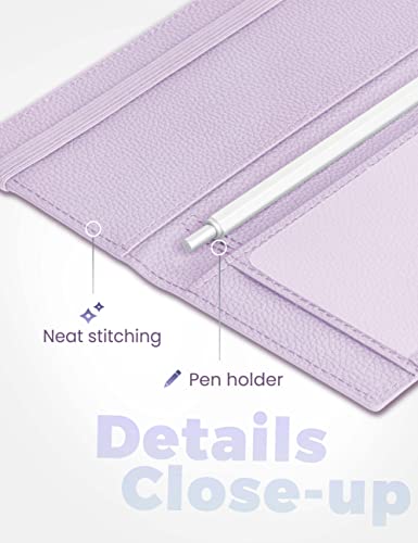 Image of Yarnic Checkbook Cover for Personal Checkbook Holder with Pen Holder | Check Book Covers & Built-in Clear Plastic Divider for Duplicate Checks (Lavender)