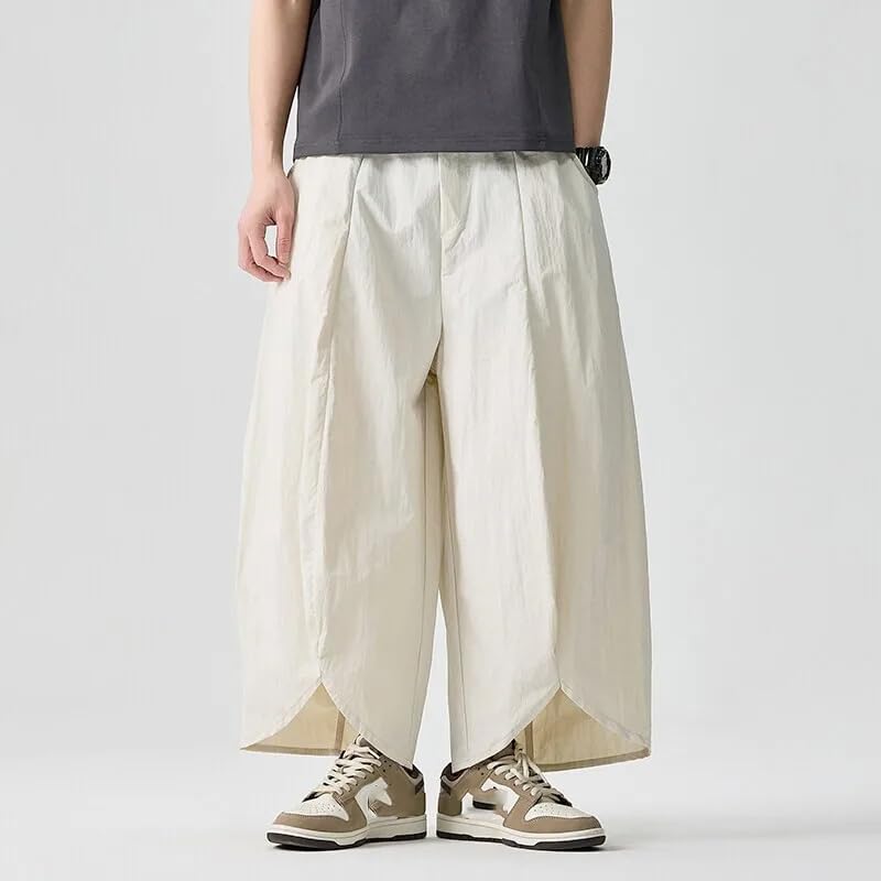 Men Wide Leg Pants Summer Light Thin Solid Casual Pants Loose Lantern Trousers Men3