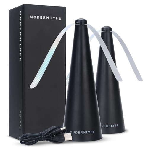 Fly Fans for Tables by Modern Lyfe - AA Battery & USB Powered - Fly Swatter Outdoor Camping...