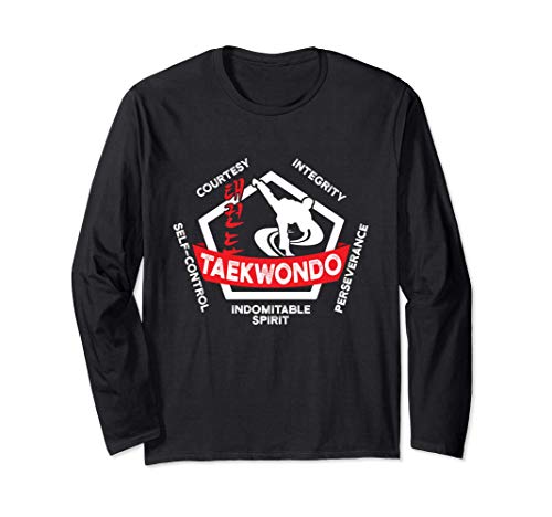 Taekwondo 5 Tenets Martial Arts ATA ITF Gift Maglia a Manica