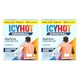 Icy Hot Original Pain Relief Patch Variety Pack with 5% Cooling Menthol for Fast-Acting Muscle and Joint Pain Relief, 5 Medium and 5 Large Comfortable Fabric Patches, 10 Ct., 2 pk