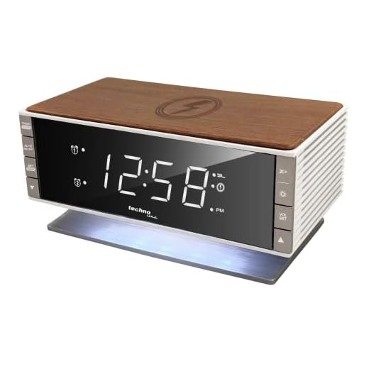 Radio-Réveil Moderne WT487, Compatible avec Les Appareils Mobiles Compatibles Qi (Charge sans Fil, Fonction de Charge Inductive)