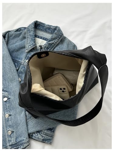 SweatyRocks Women's PU Leather Hobo Shoulder Bags Top Handle Large Tote Purses3