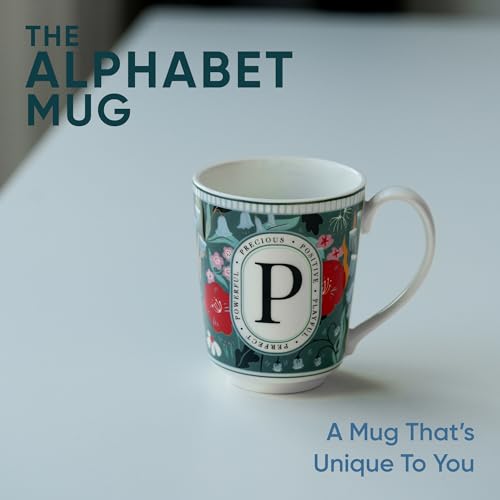 Image of Shay Alphabet Mug, 1 Pc, P, 300ml | Ceramic Mug |Glossy Finish | Ceramic Coffee Cup | Porcelain | Microwave Safe (Alphabet Mug - P)