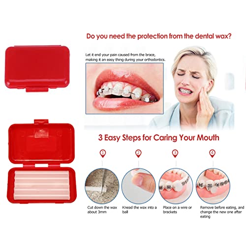 Image of Braces Cleaning Kit for Teeth , Portable Orthodontic Toothbrush Kit Oral Care Dental Travel Kit - Interdental Brush Dental Wax Dental Floss Toothbrush Box (Red)