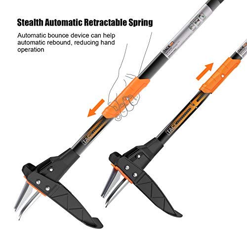 TACKLIFE Weeder Tool, Innovative Automatic Spring Device 39-Inch Stand-up weeder, Heavy duty Efficient 3-Claw Stainless Steel and High Strength Foot Pedal, Ideal for Permanently Removing Dandelions