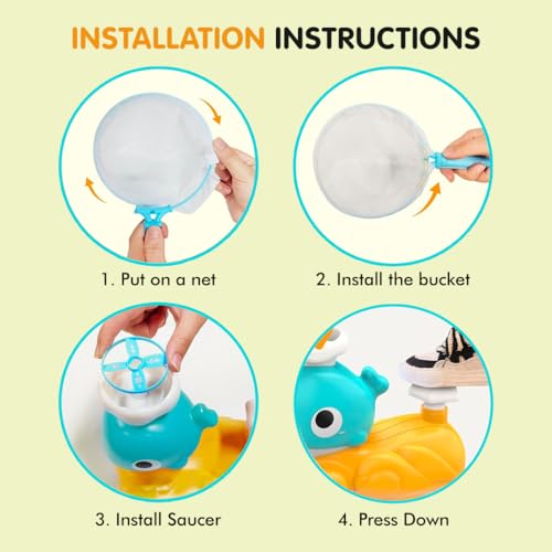 Image of Kidology Disc Launcher, Flying Disc Launcher Toy, Step-On Flying Saucer Launch Toy Set Backyard Games and Activities for Children & Family(Whale)