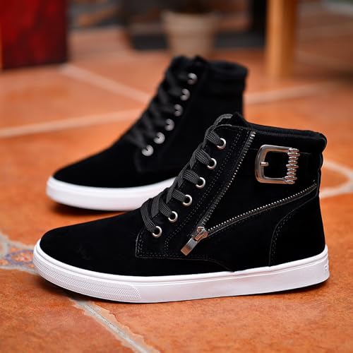 tazimall Men's High-Top Fashion Sneakers Casual Seude Shoes2
