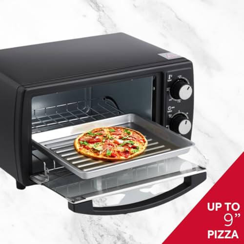 Holstein Housewares 4 Slice Countertop Toaster Oven with 60 Minute Timer Includes Pan and Wire Rack, Perfect for Baking, Broiling, and Toasting Compact Design in Sleek Black for Convenient Kitchen Use - Thumbnail 2
