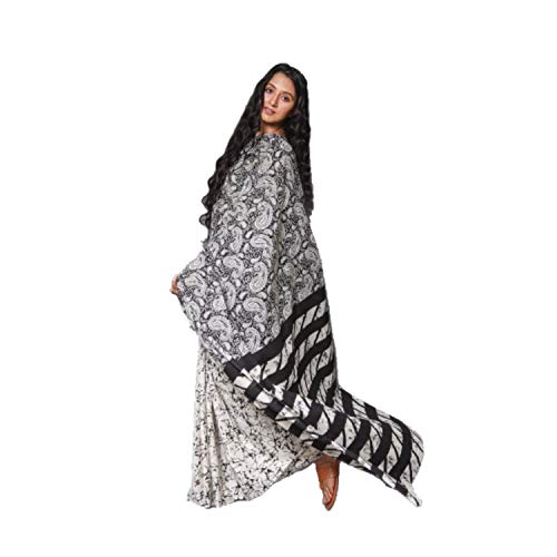 India cumple con la India étnica india mujeres suaves Handblock algodón diseñador Mulmul sari - negro thumbnail