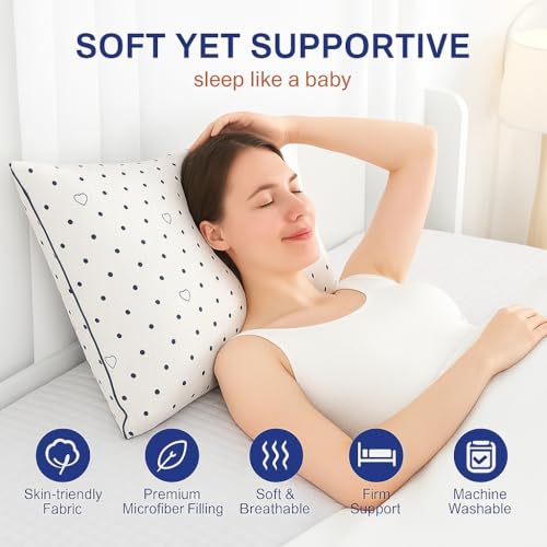 Image of Dreamie Queen Size Pillows Set of 1 Piece /Standard Size Cotton Feel Soft Microfiber Pillows /No Cover Needed /Machine Wash /Sleeping Pillows for Bed /Cotton Pillows for Sleeping /Queen Size (18 x 27 inch)