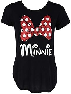Disney Minnie Mouse Red Sparkle Polka Dot Bow T-Shirt for Moms (Women's, Medium)